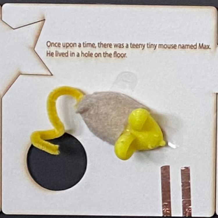 3D printed mouse with felt covered body to accompany story.