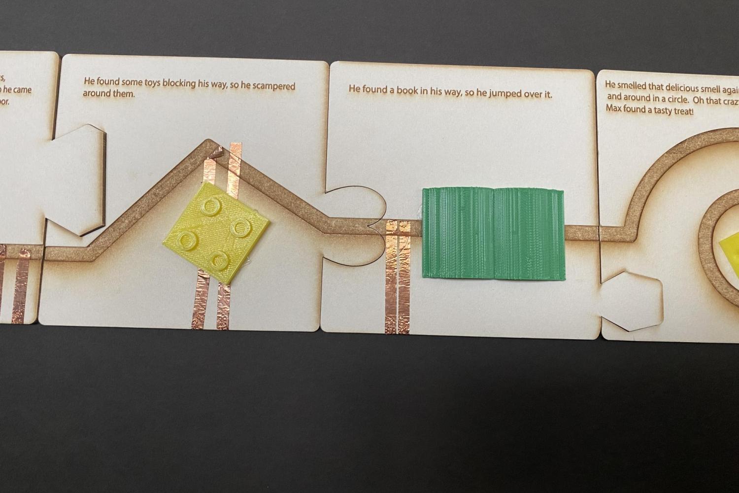 Laser cut book pages with 3D printed pieces