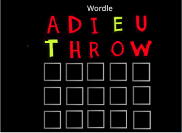Wordle game with audio cues for letter guesses