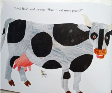 Illustration of cow from The Very Busy Spider by Eric Carle
