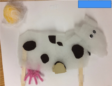 Tactile image of cow made with varying textures
