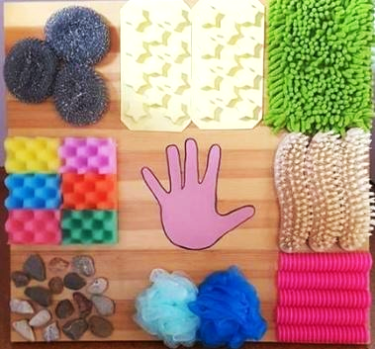 Texture board showing bumpy textures that are hard and soft