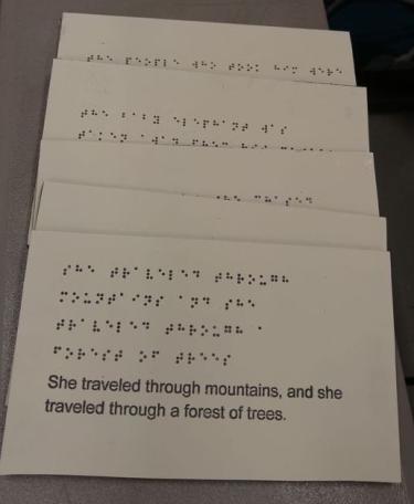 Braille pages with story text for The Unexpected.