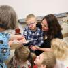 Sharing a tactile board book with preschool students