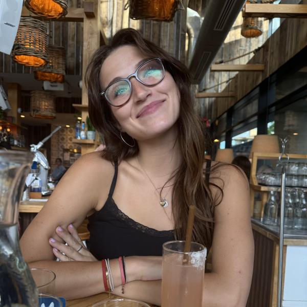 Smiling woman in a cafe