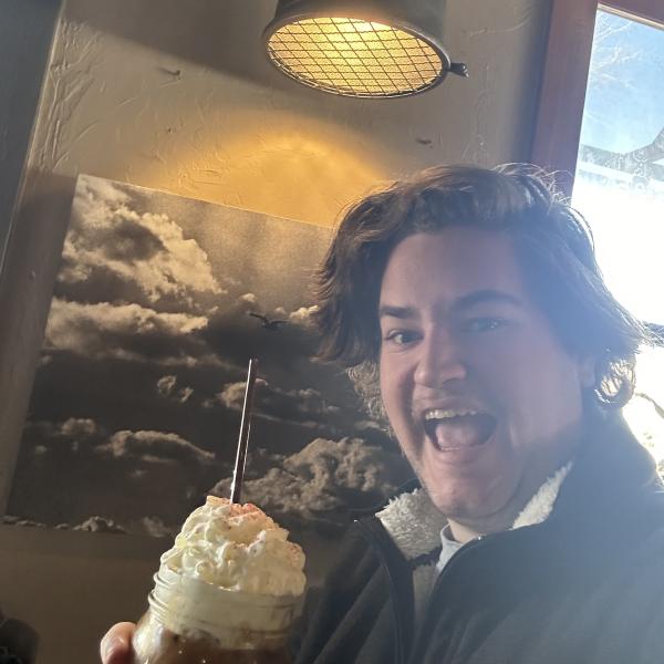 Man with a milkshake