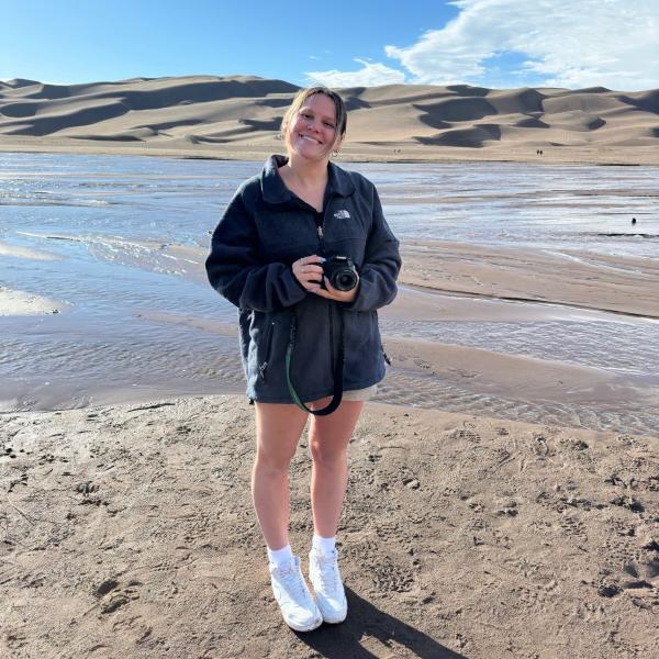 Morgan Standing on the Beach