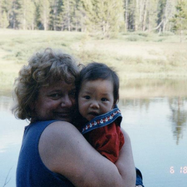 woman holding child