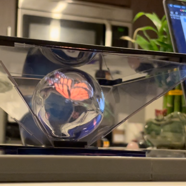 Hologram sculpture on a table