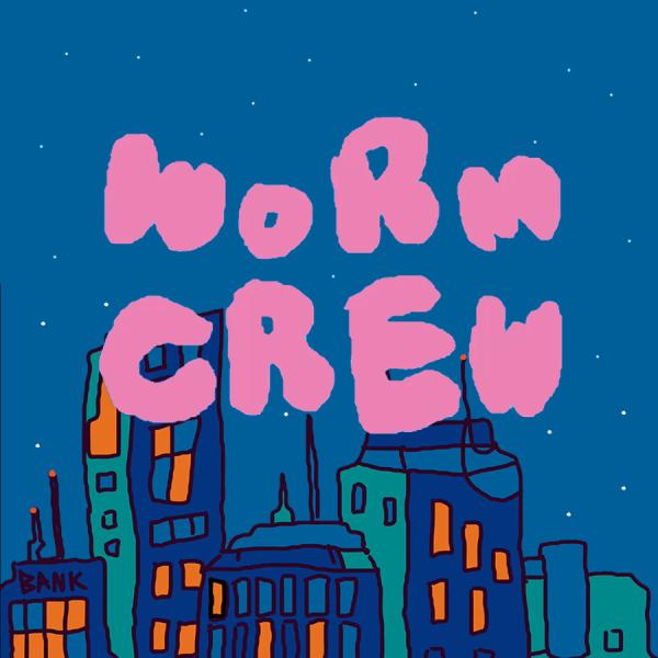 Animation with the words "word crew" against a city skyline