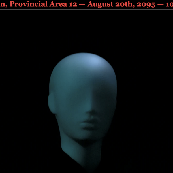 3D model of a head with red news text