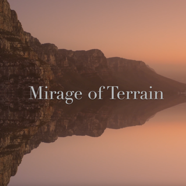 Image of title page 'Mirage of Terrain' with rock background
