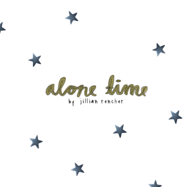 Alone time written in creative font with stars around