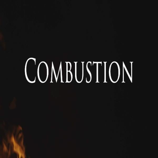 Combustion in large white text on black background