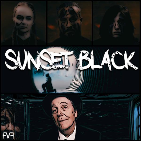 Collage of images of people with text "Sunset Black"