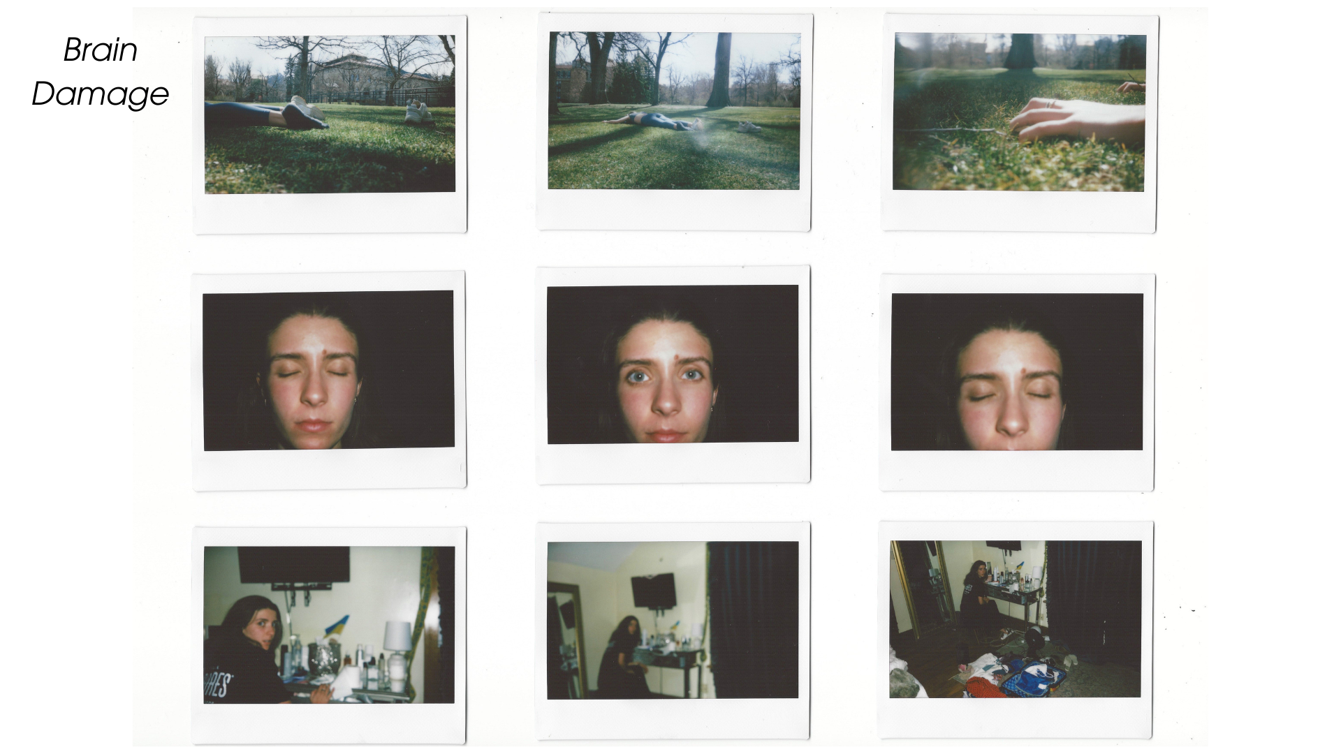 Brain Damage: Mental Illness & The Fragility of the Mind. This composition draws inspiration from the band’s former member, Syd Barrett, whose declining mental health profoundly influenced the creation of this song. Presented as a 3x3 grid, the imagery is shaped by surrealism and visual distortion to mirror psychological unraveling.