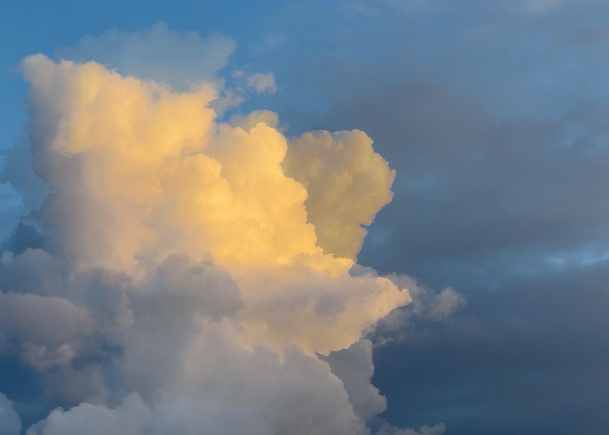 A cloud transforming during a sunset.
