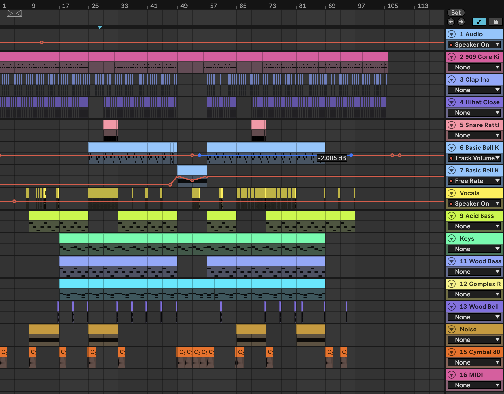 Screenshot of Ableton session for the second track in the EP "Acid"