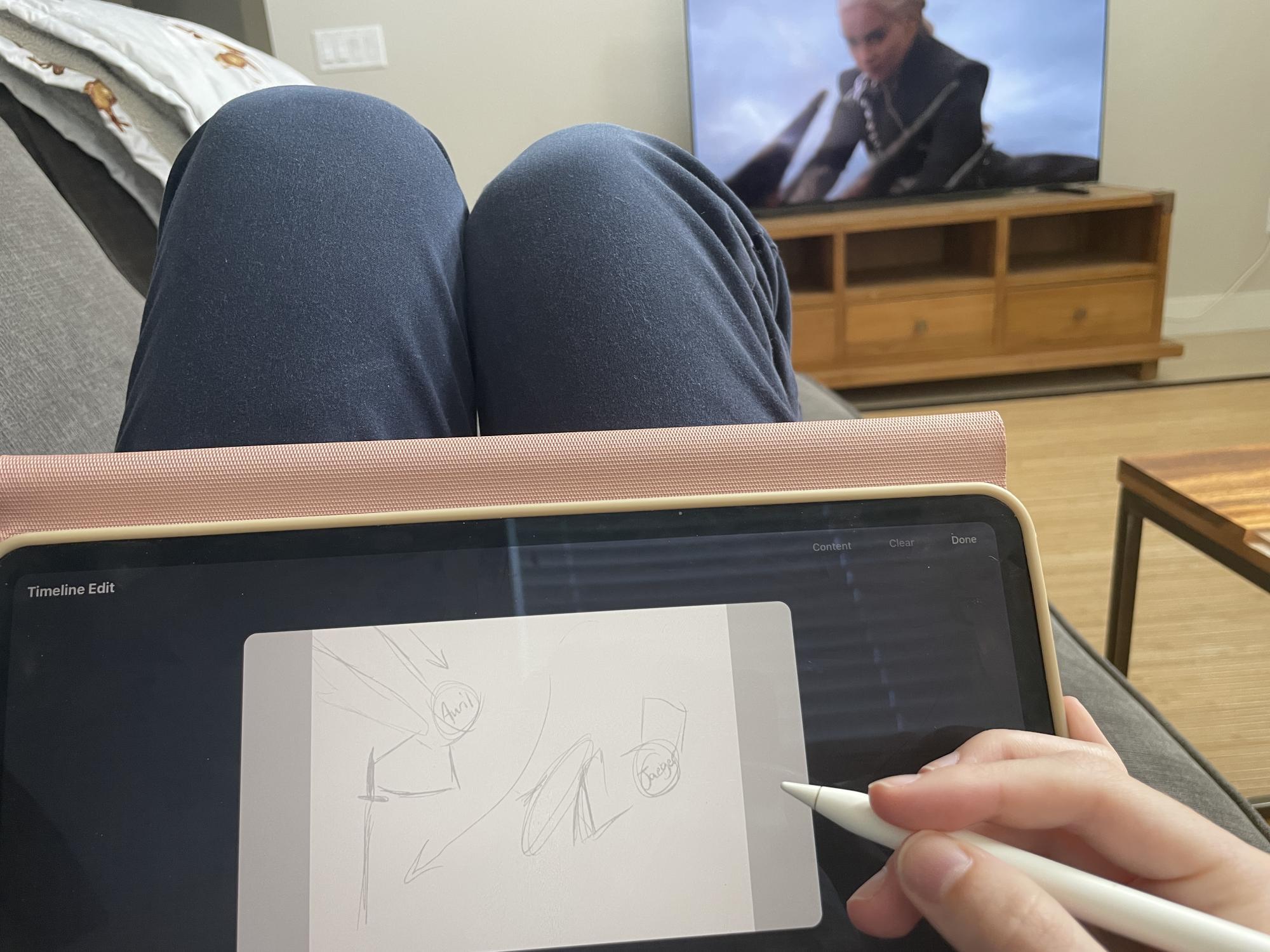 Anna would often animate while a TV series would be running in the background, it helped her work and stay motivated.