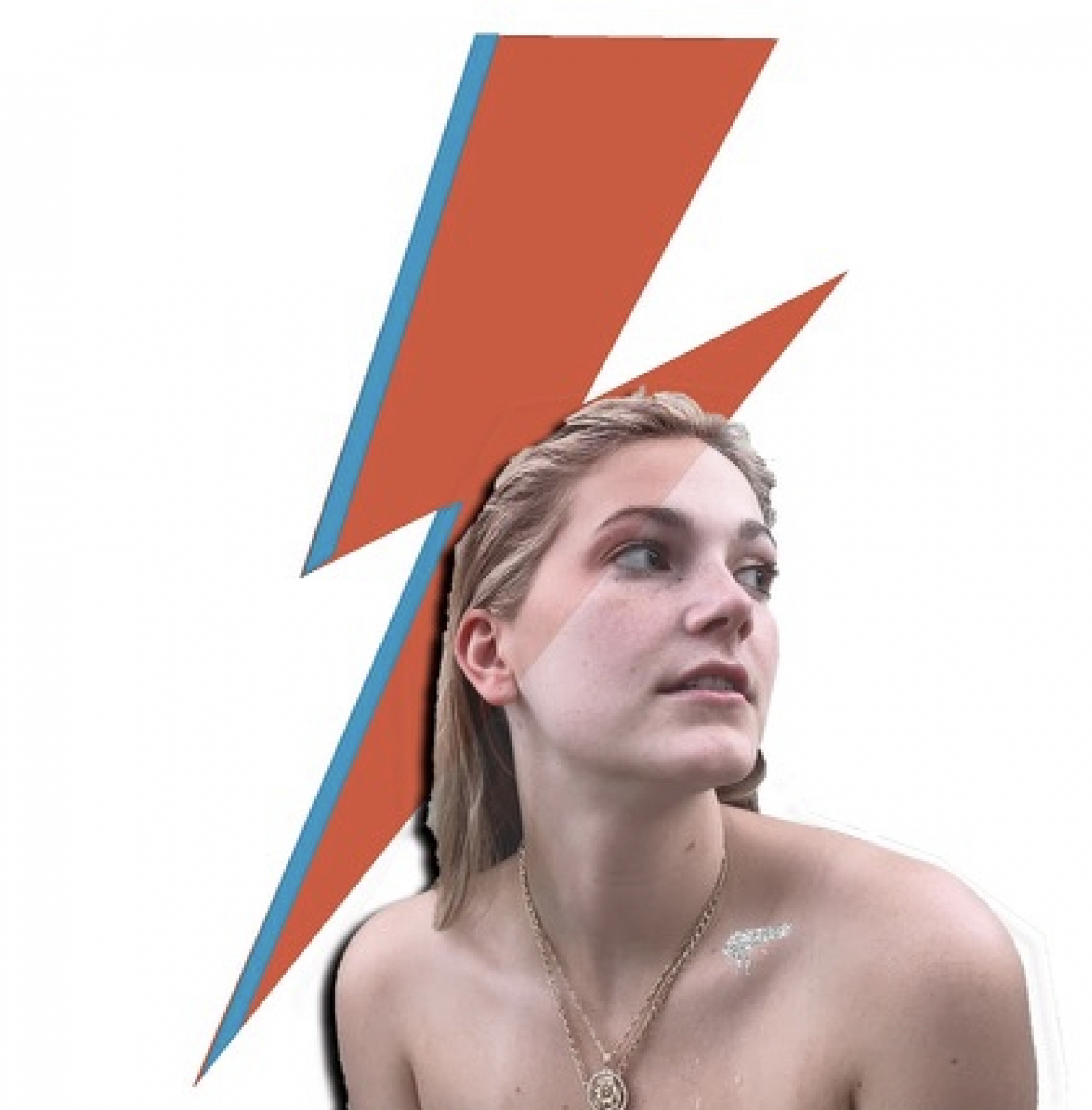Pop-art style artwork of girl with lightening strike behind her