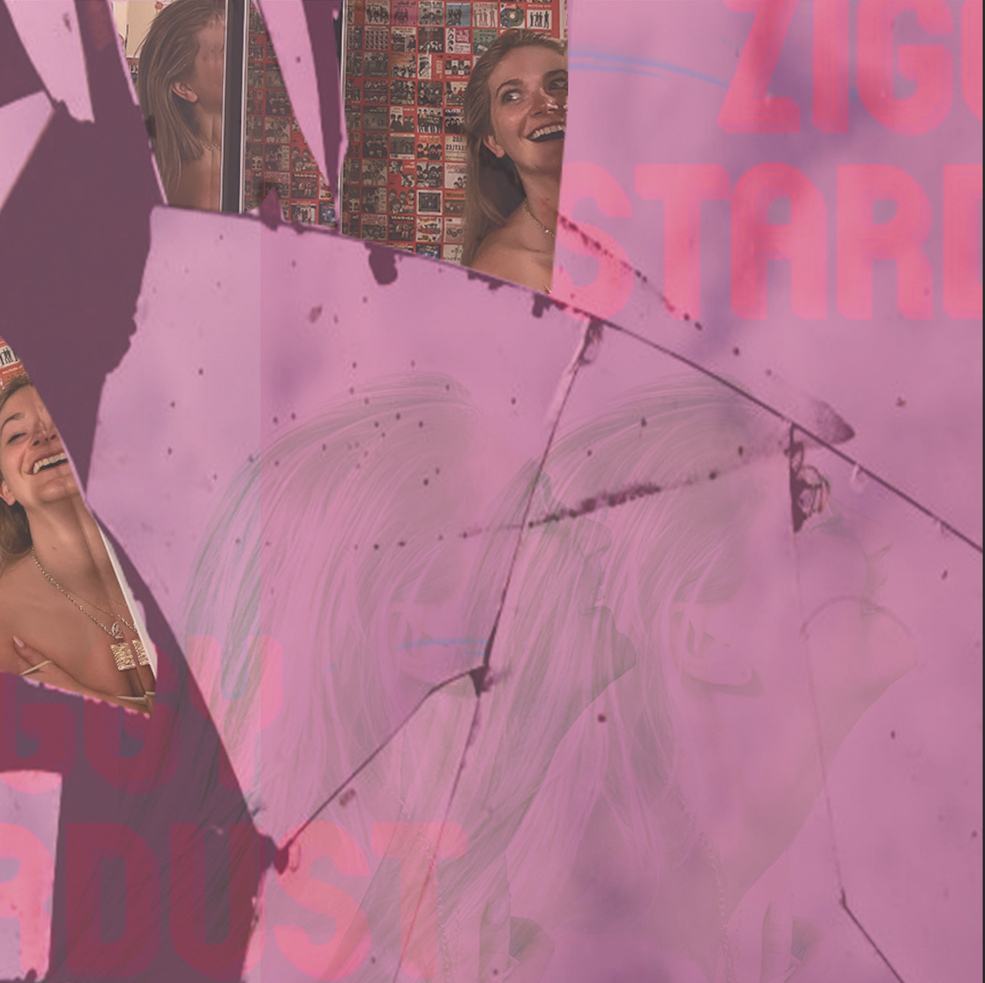 Pink cracked mirror