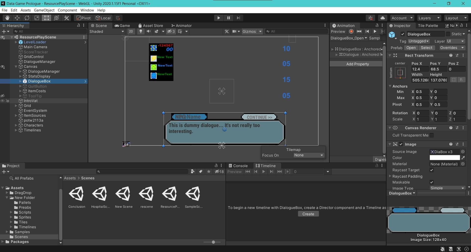 Game interface working in progress