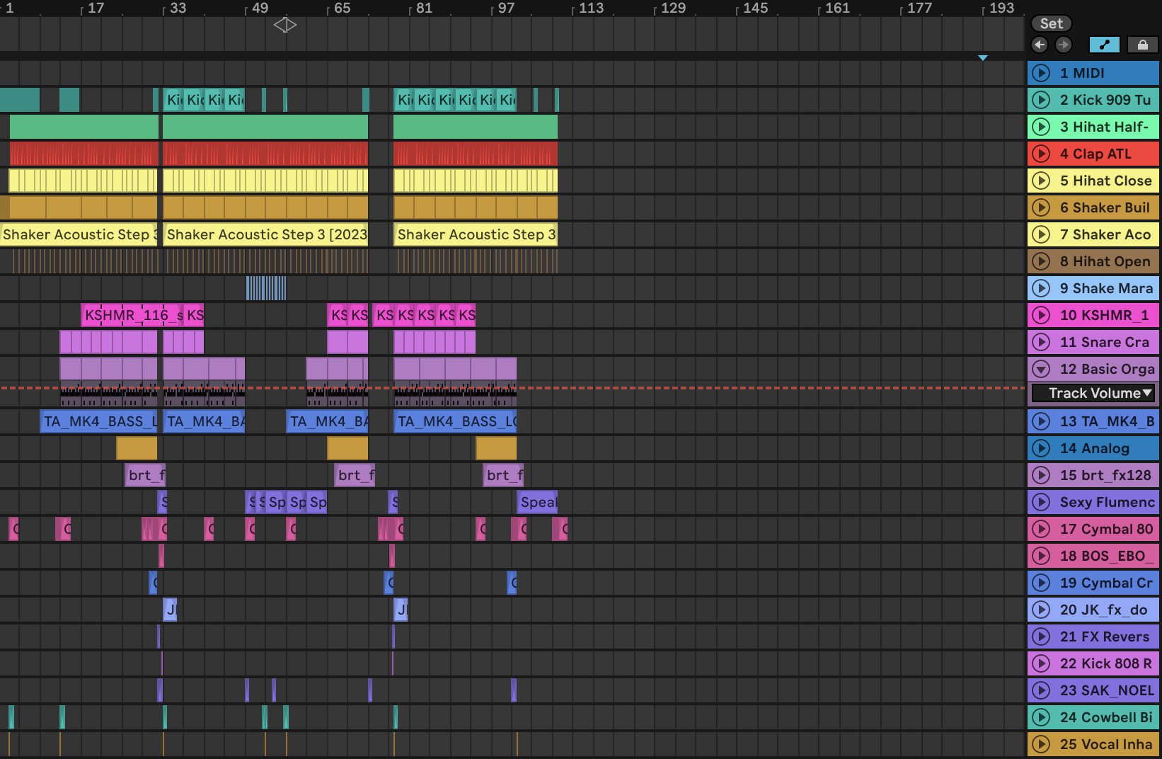 Screenshot of Ableton session for the first track in the EP "Duel"
