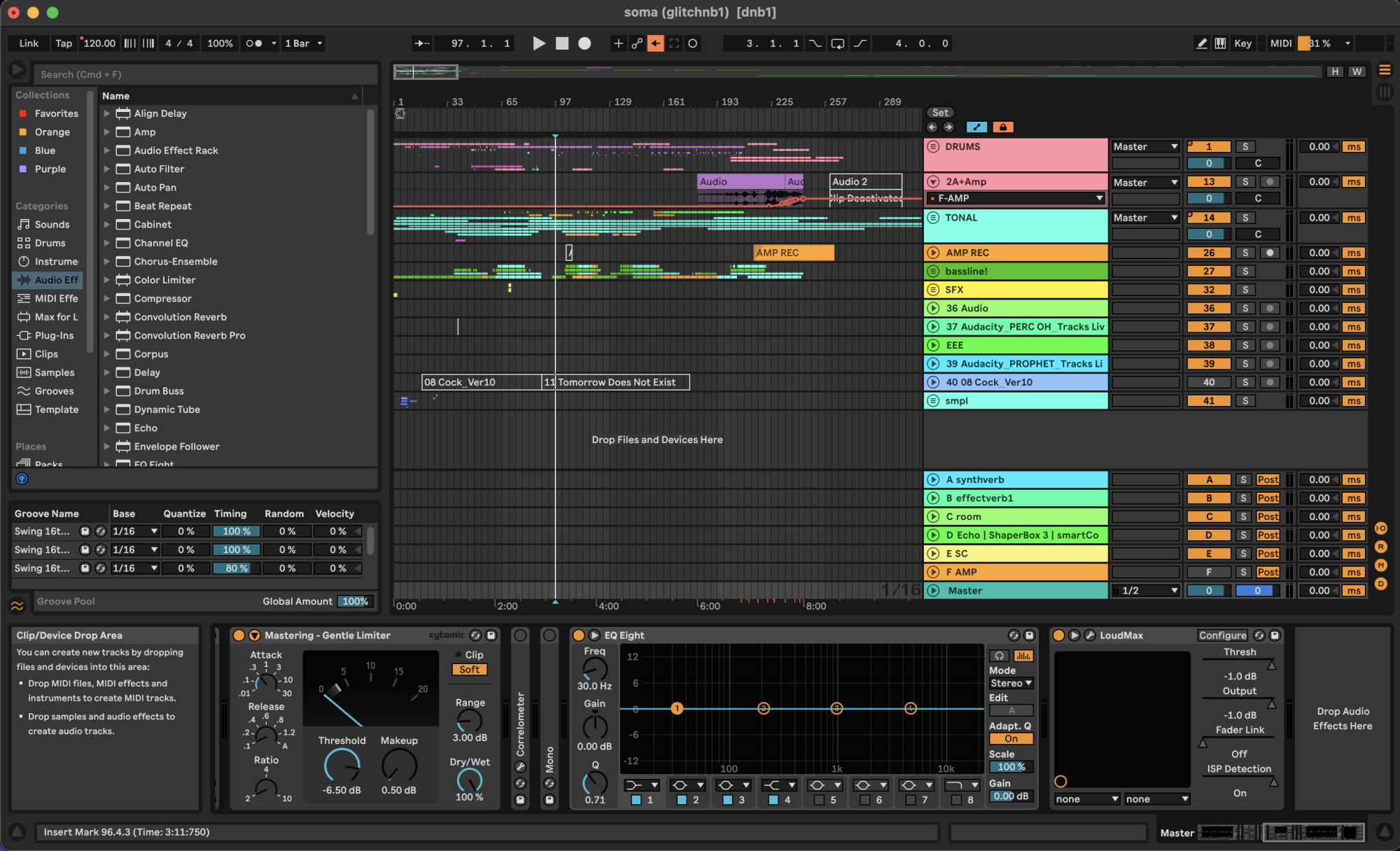 screenshot of my finalized project timeline for "soma"