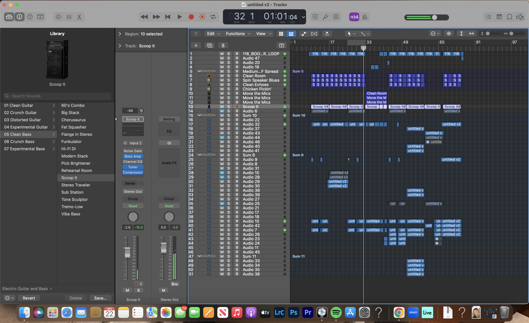 A screenshot of one of the Logic Pro sessions for the song Oh Girl!