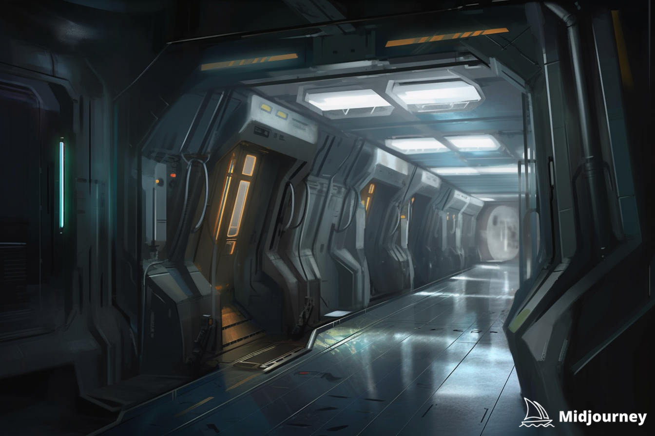 AI concept art painting of sci-fi cryo chamber room