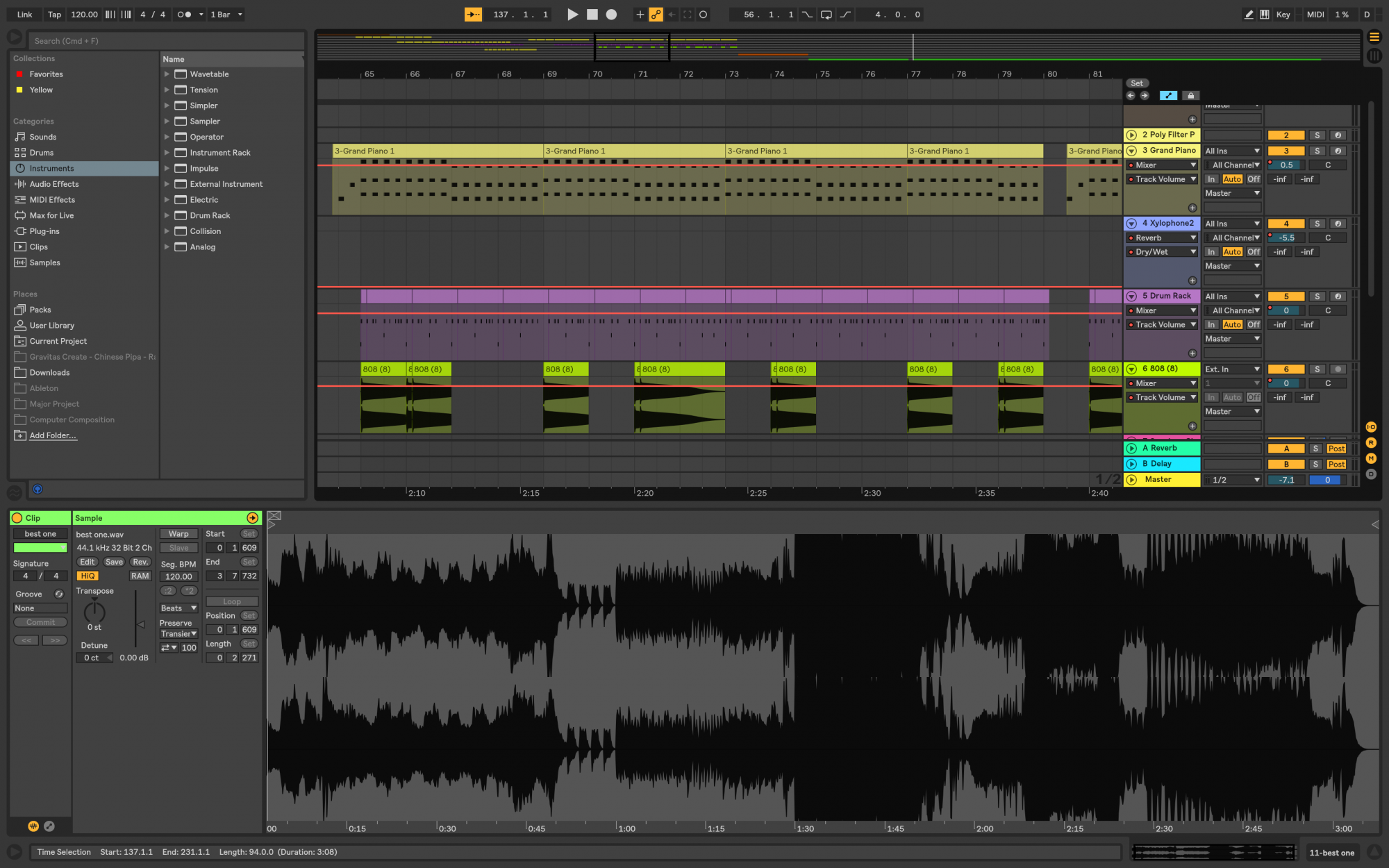 Interface of Ableton live digital audio workstation