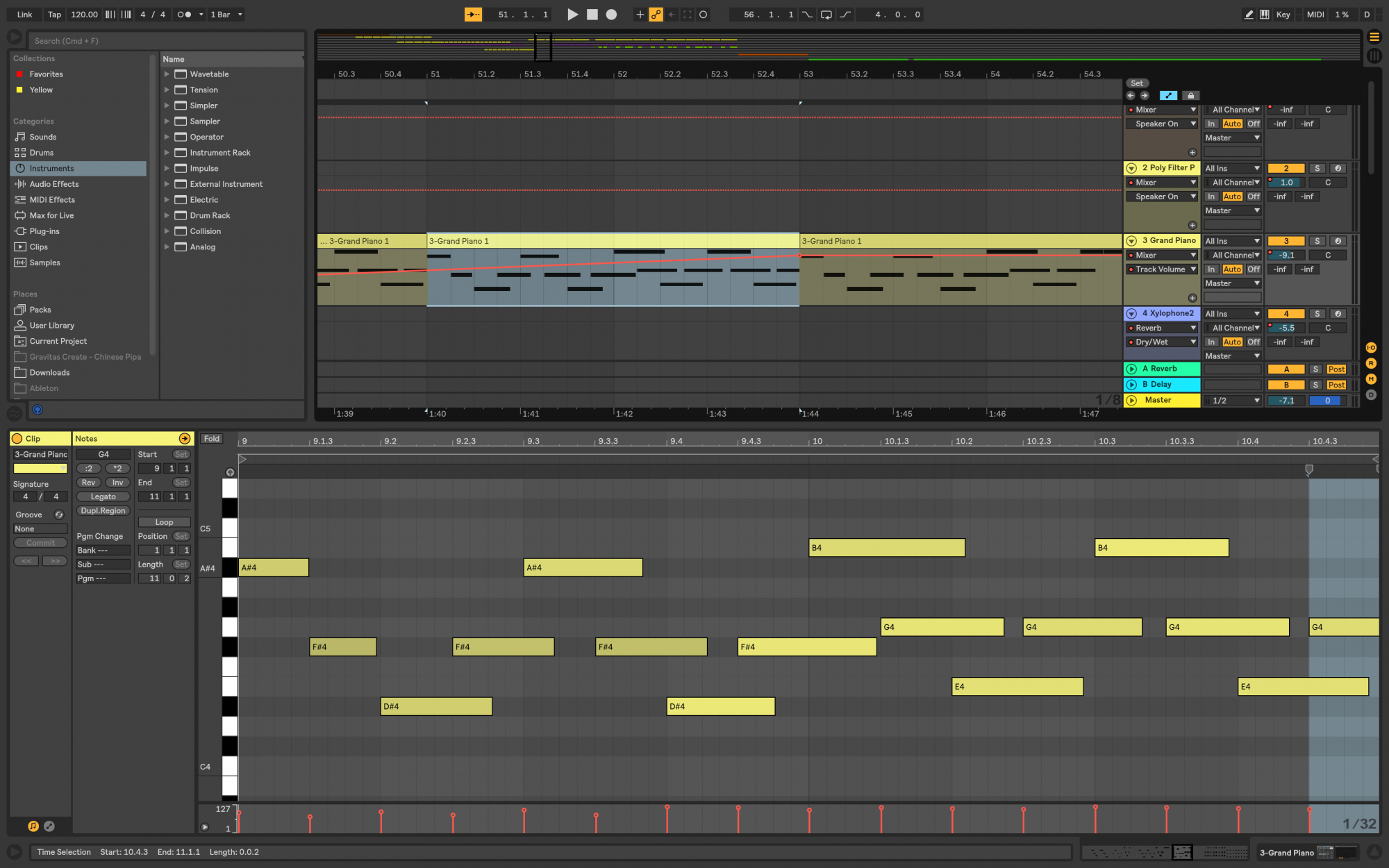 Interface of Ableton live digital audio workstation