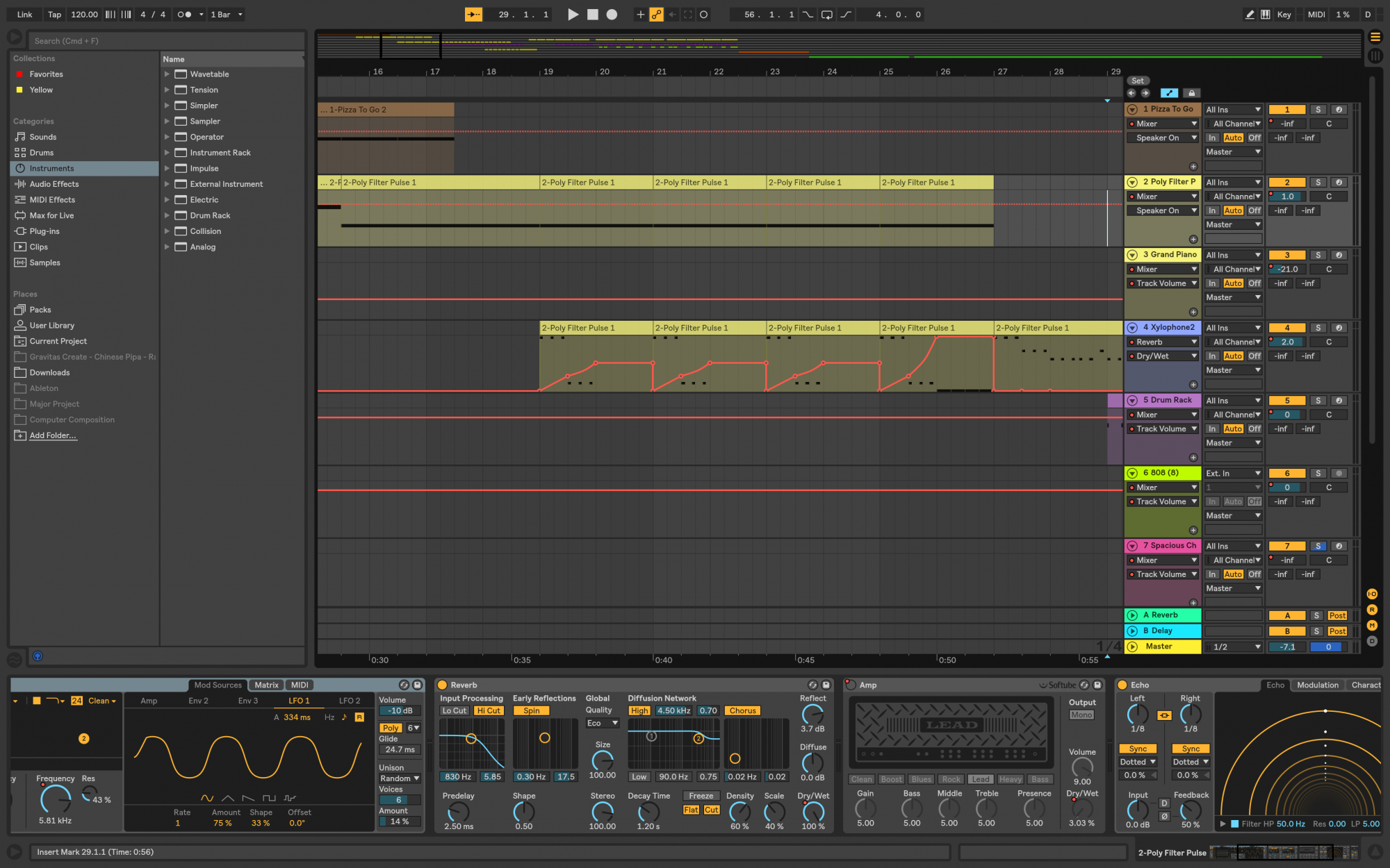 Interface of Ableton live digital audio workstation