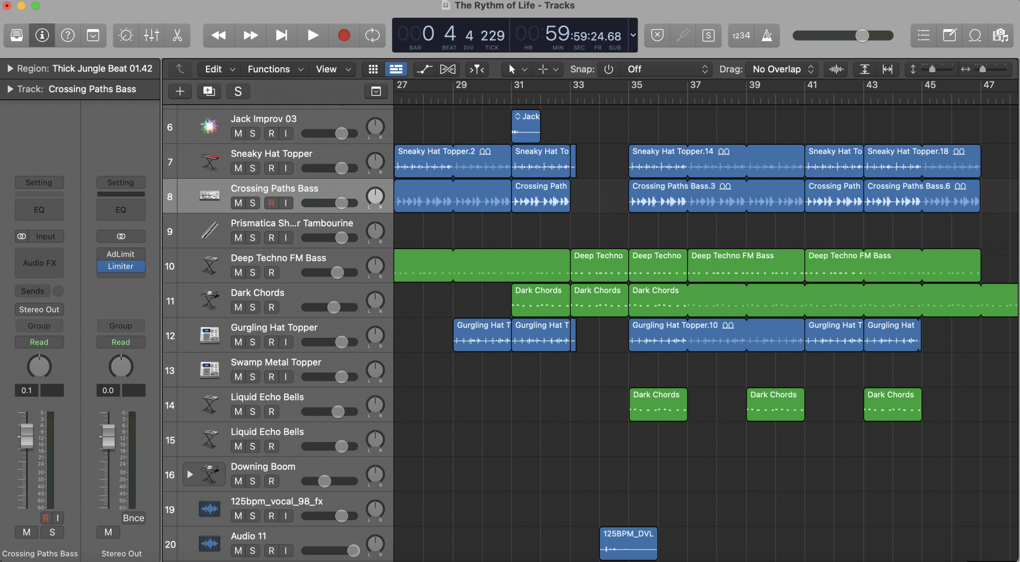Interface of audio software