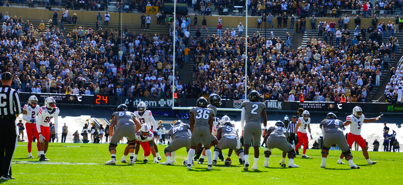 football players lined up for a play