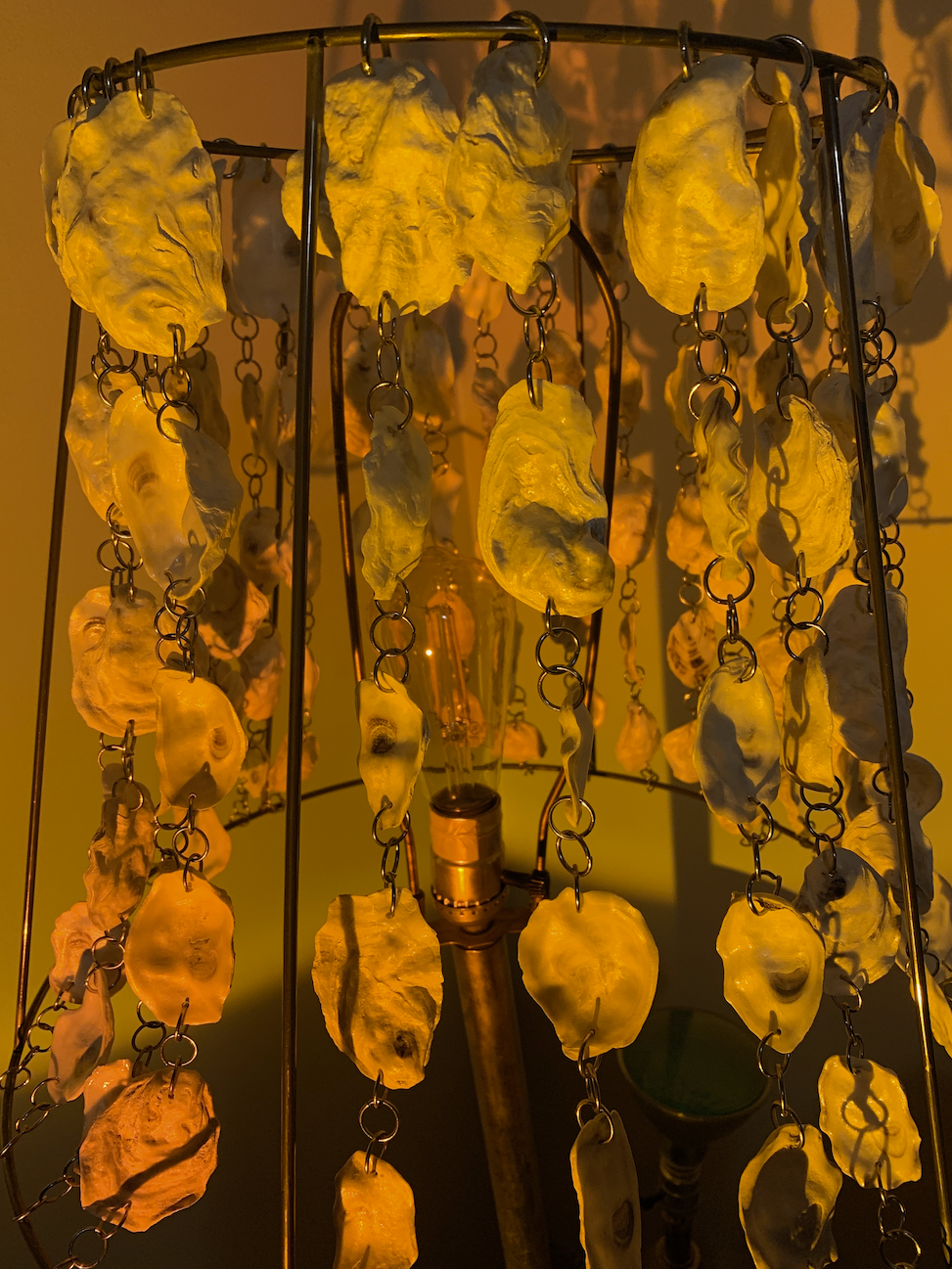 OYSTER LAMPSHADE WARMLY ILLUMINATED