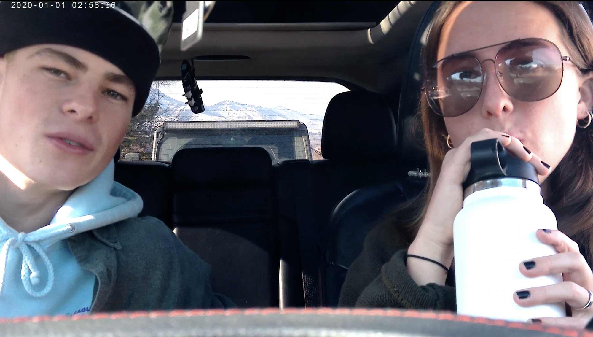 Two people in a car