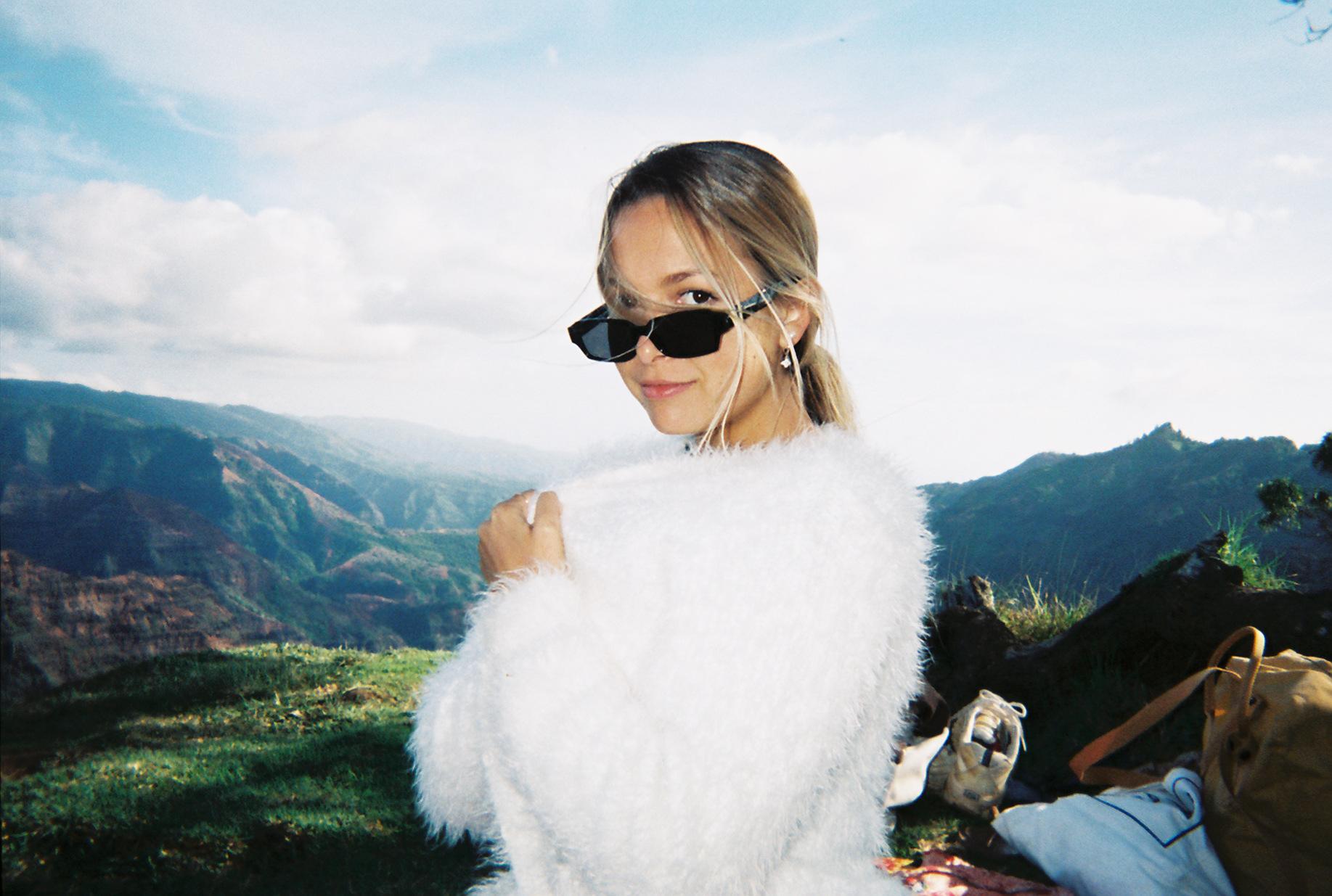 woman with a fluffy jacket