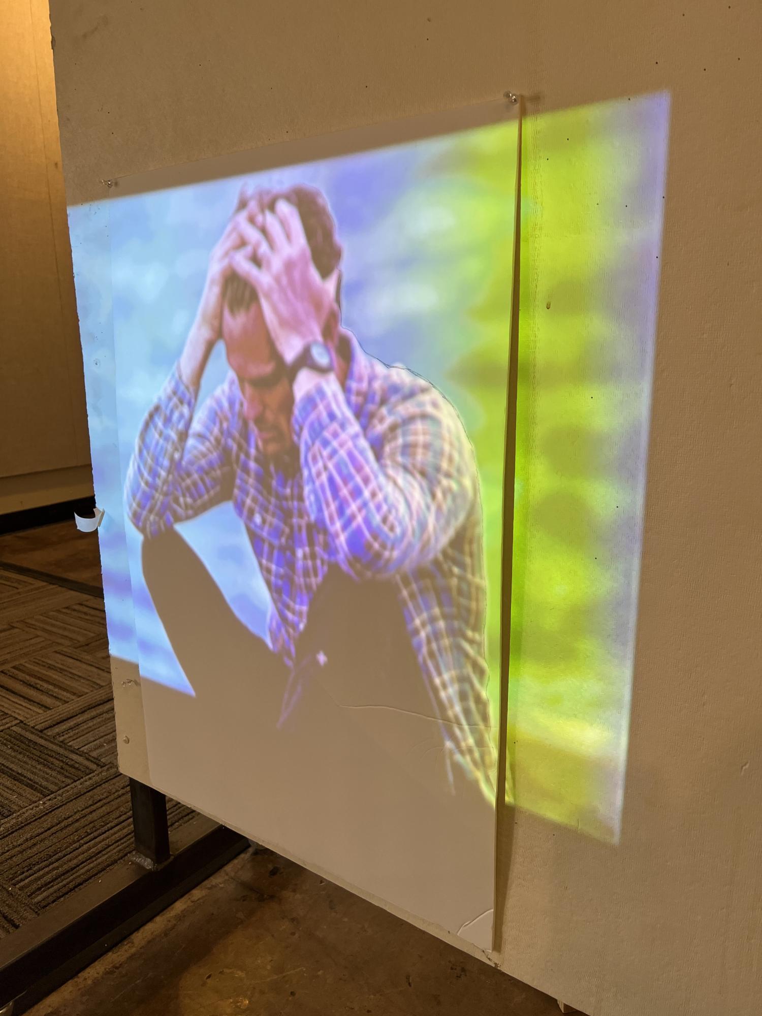 video projection of man