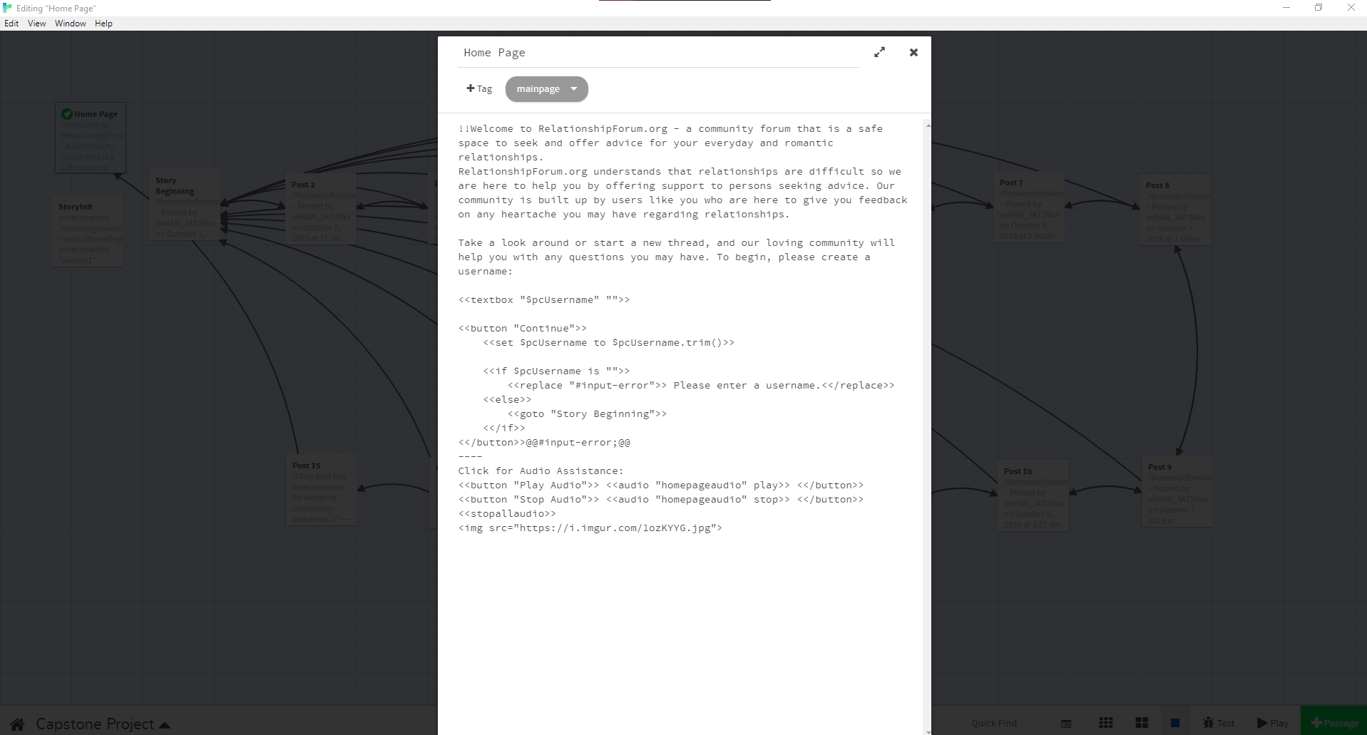 Website and game developing interface with code