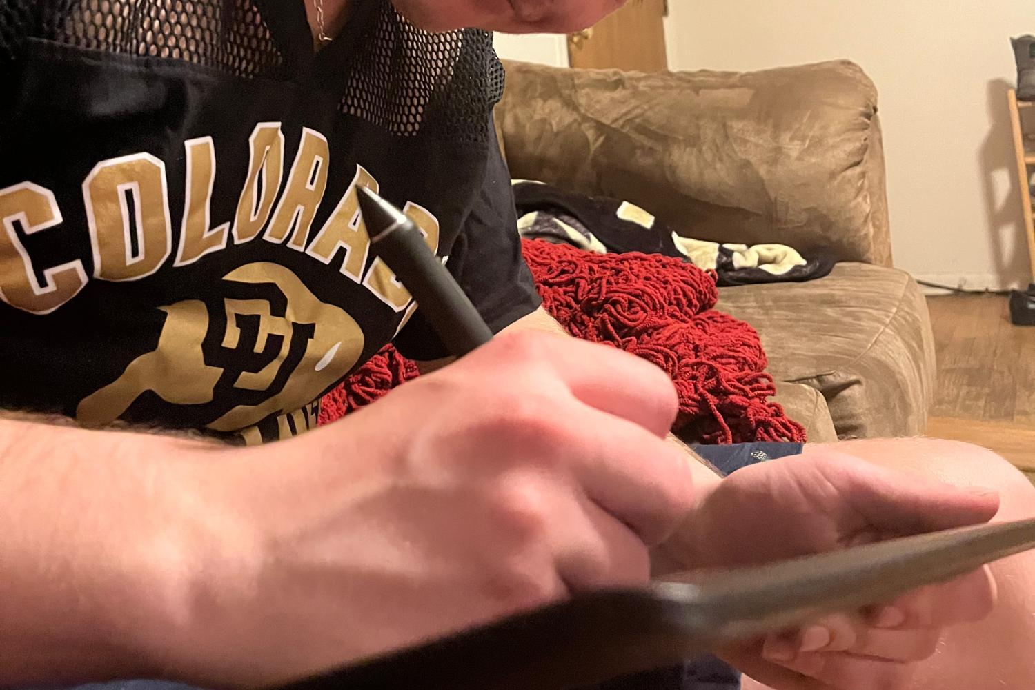 person using an animation tablet