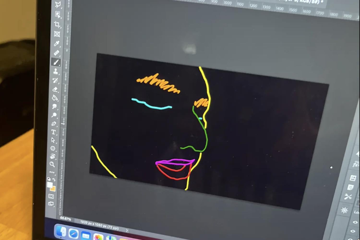 computer screen with animated graphic