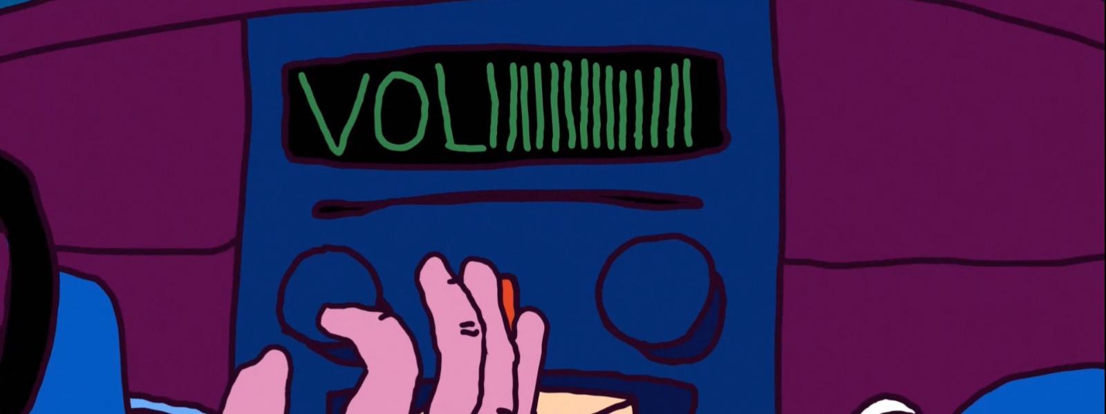 Animation of turning up volume on a car dashboard