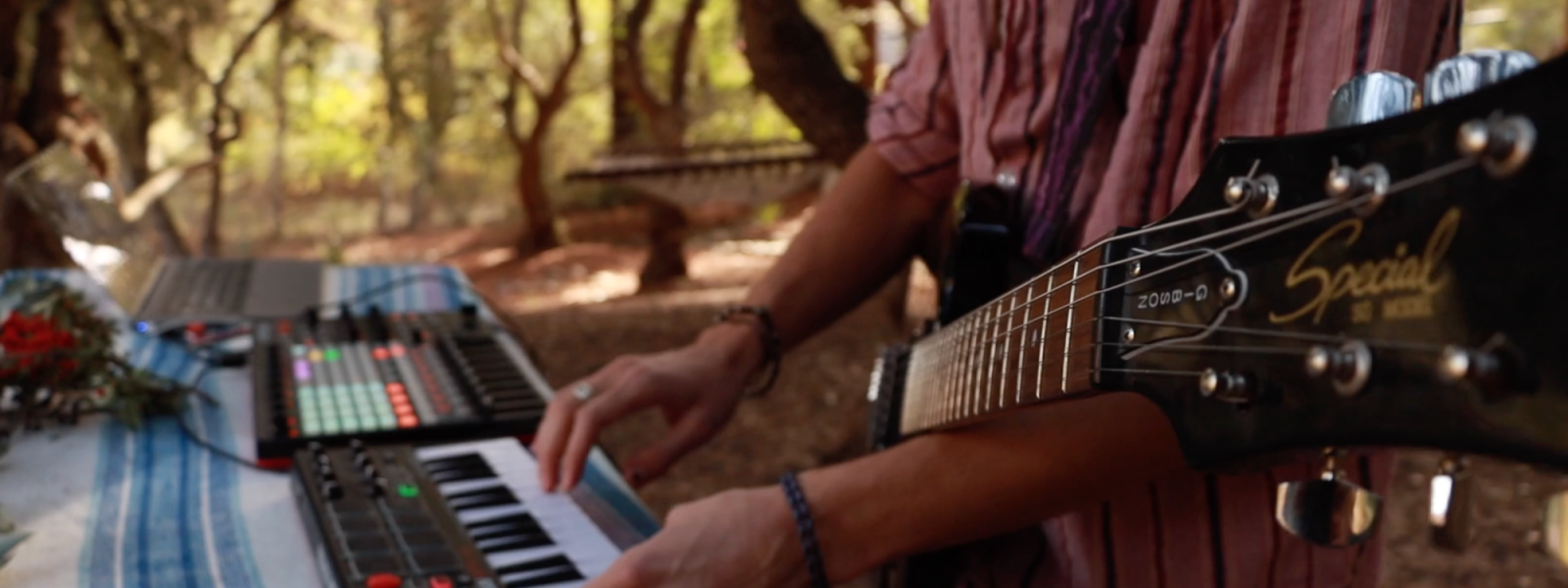 musical instruments being played outdoors