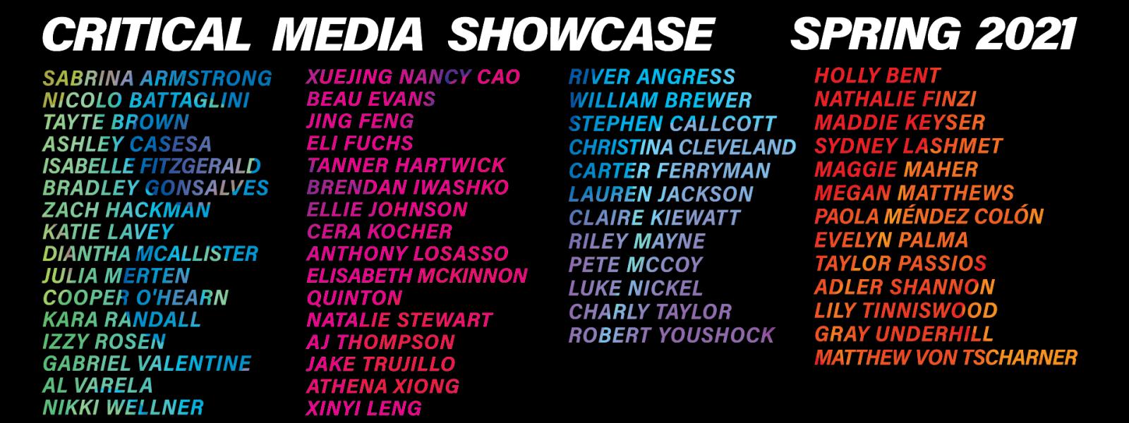 Showcase poster with list of names