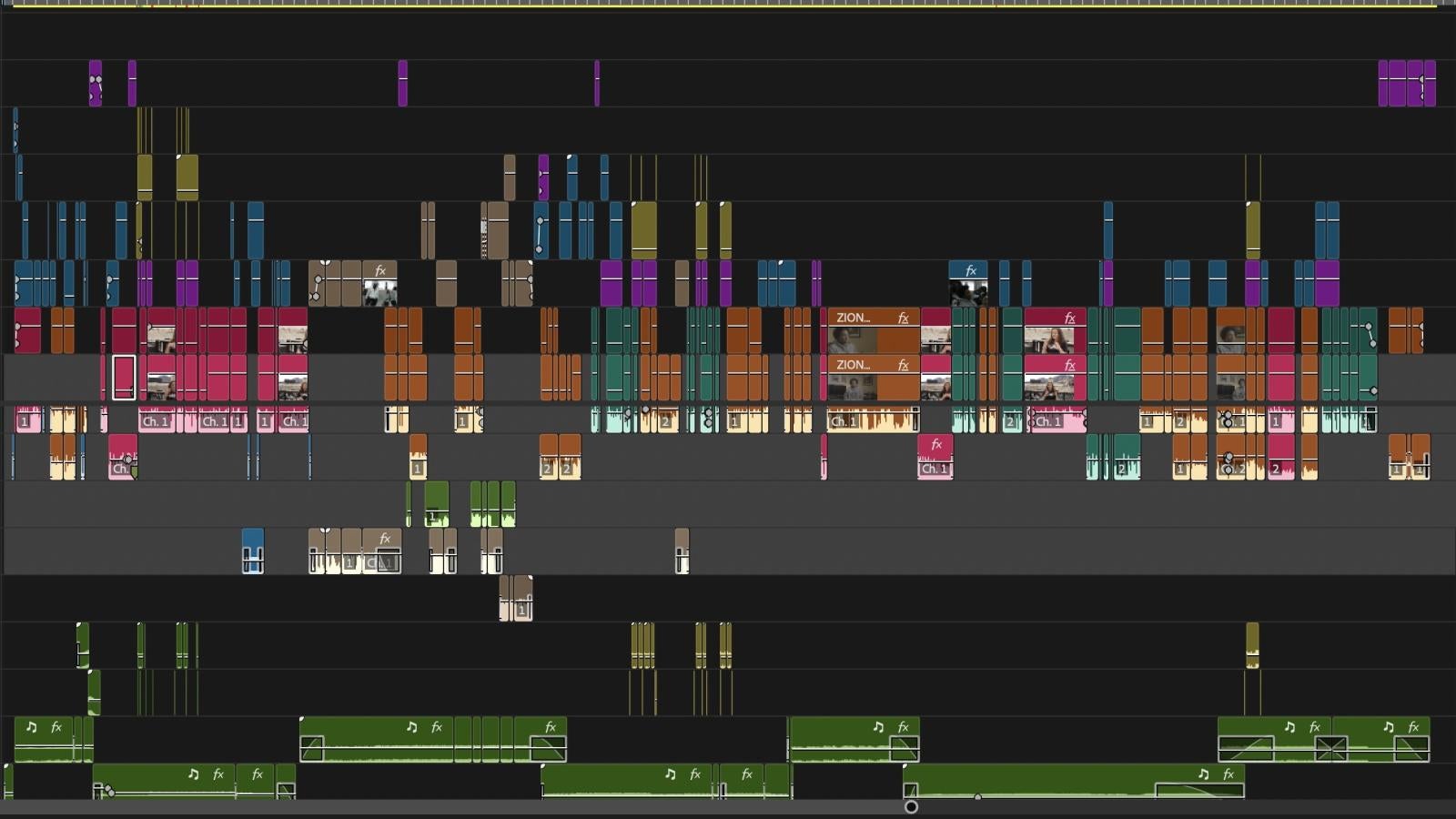 screenshot of a timeline of video editing software