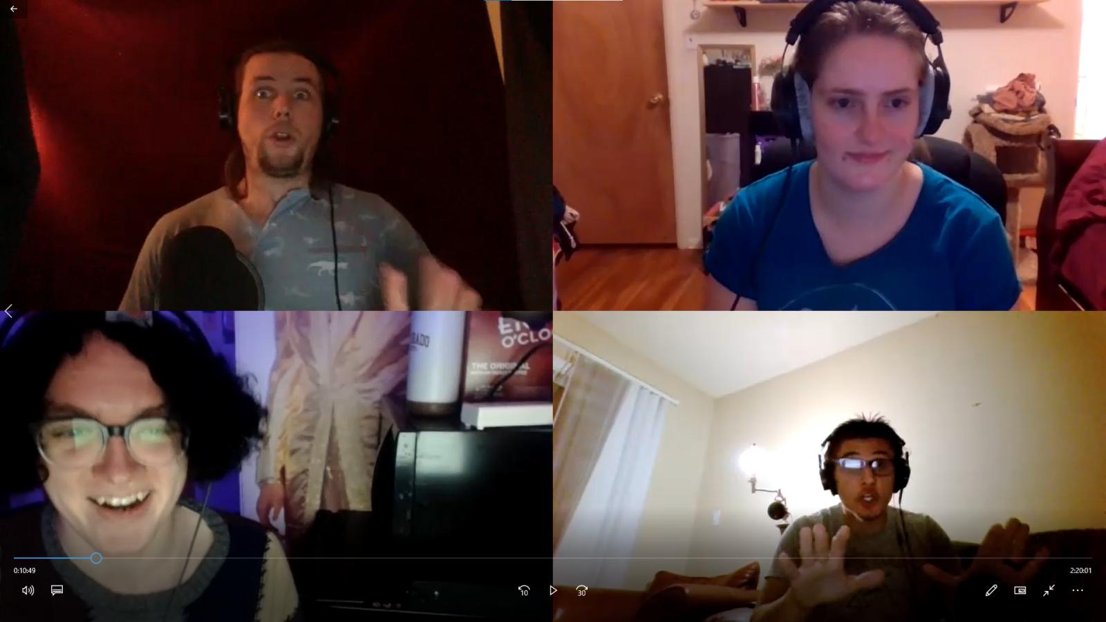 Four actors reading script on Zoom