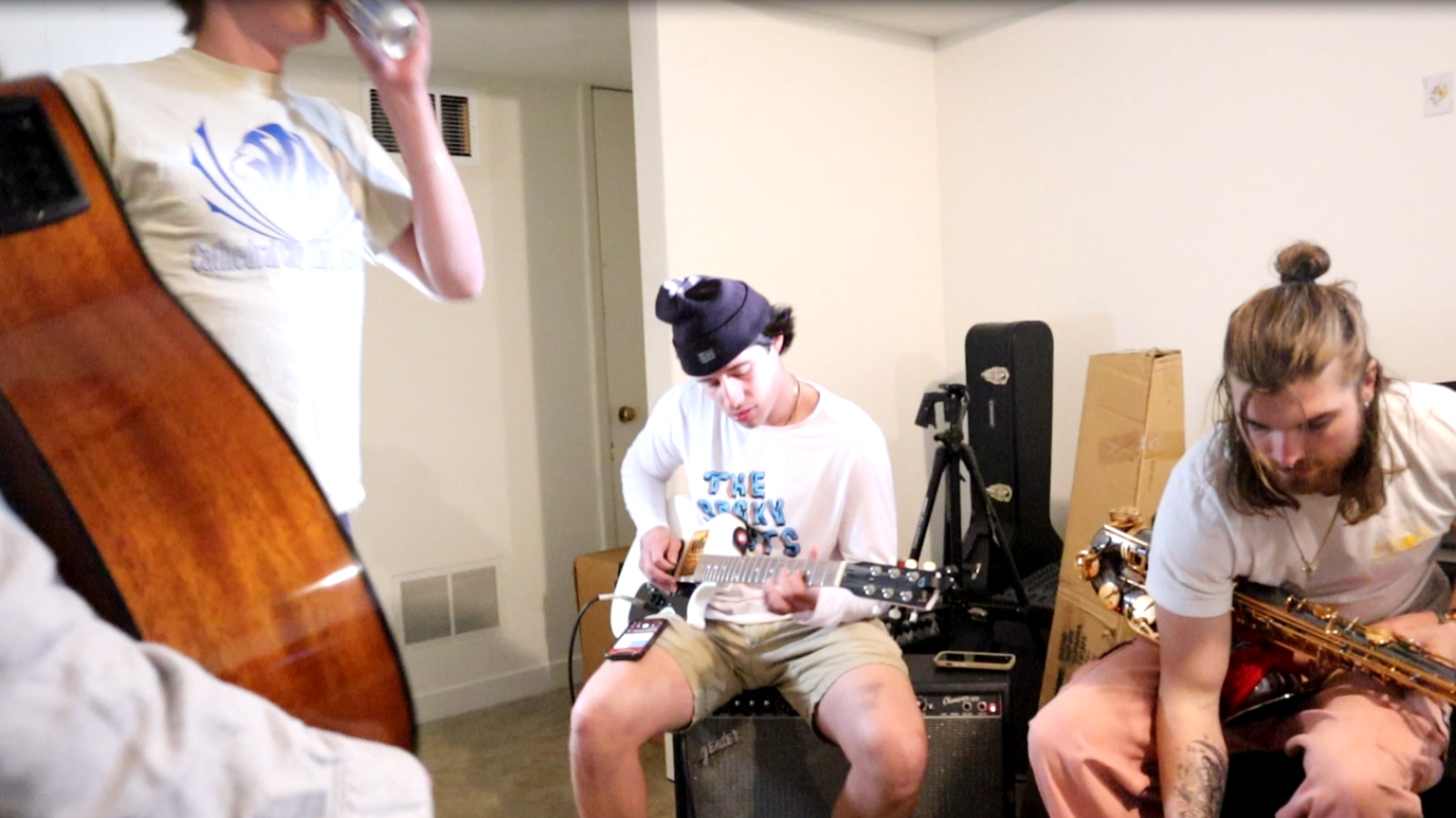 Kiril and Teak practicing in the basement of Moorhead