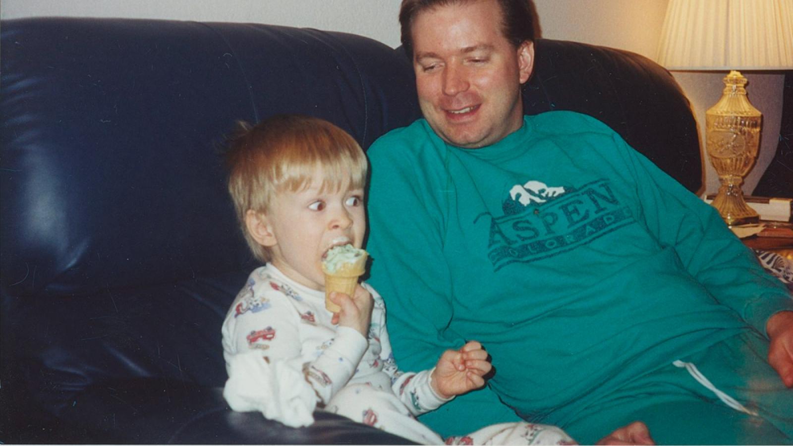 Collin's Dad with Collin's older brother Tyler in the early 2000s