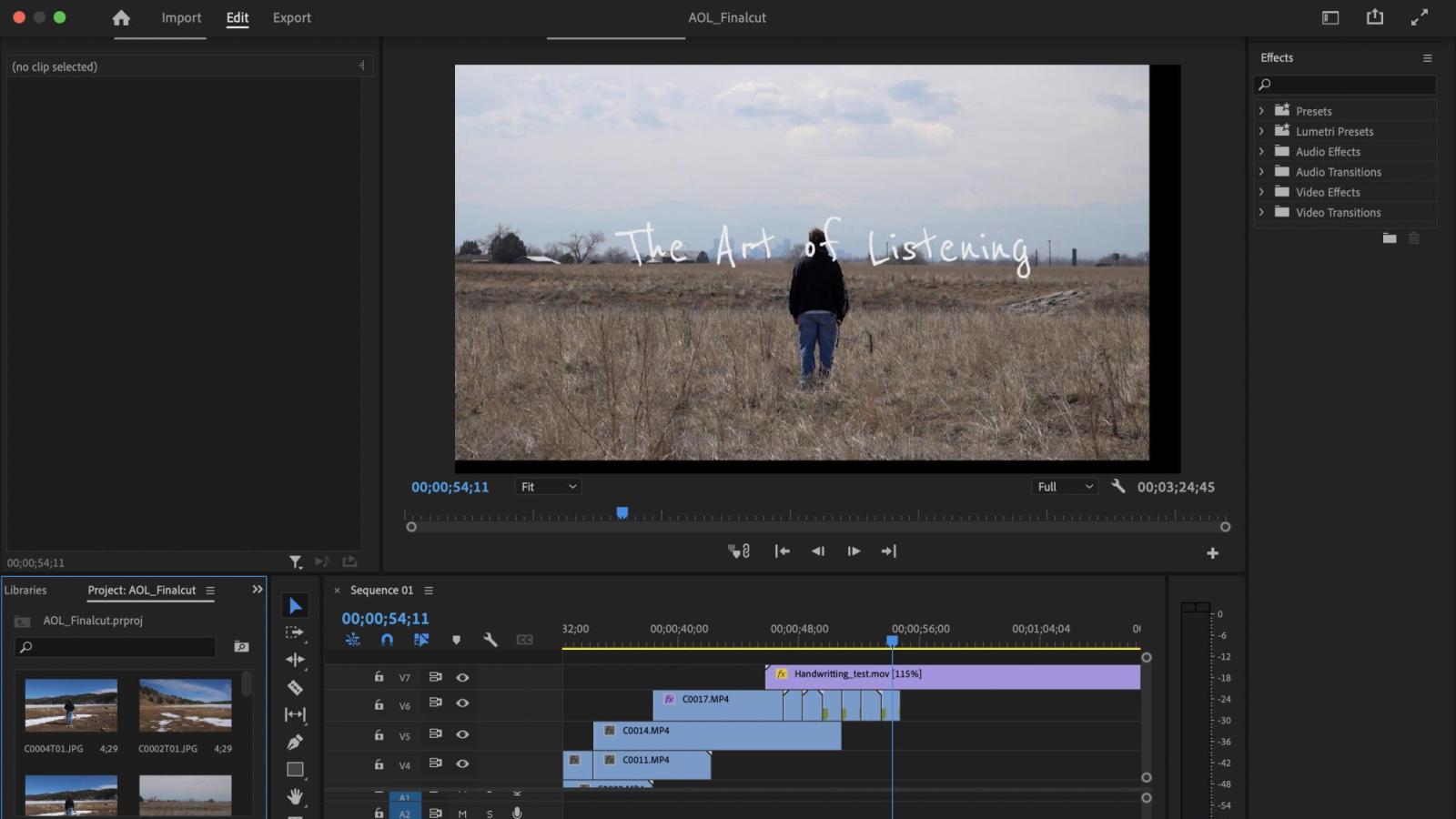 Screen grab from Premiere Pro workspace while editing the video